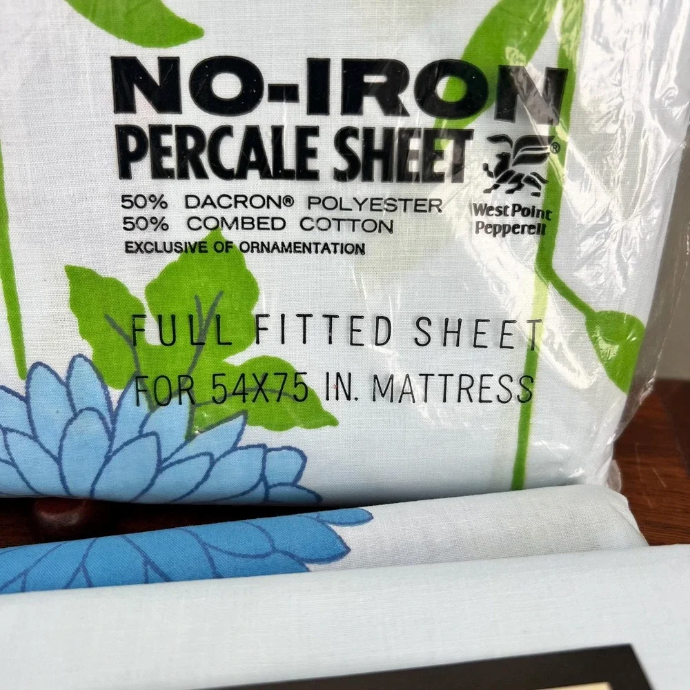 Vintage Hanae Mori Martex Floating Garden Full Sheet Set NOS Floral 1970s